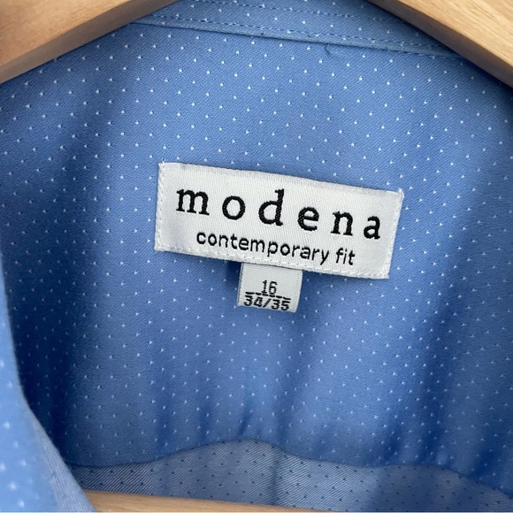 Modena Mens Button Up Light Blue Dress Shirt - Picture 4 of 5